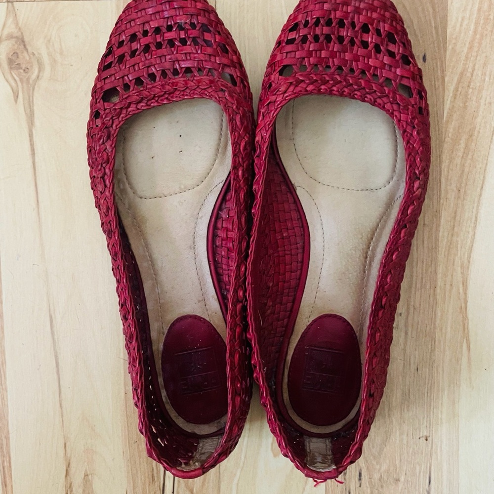 Frye Red Woven Loafers